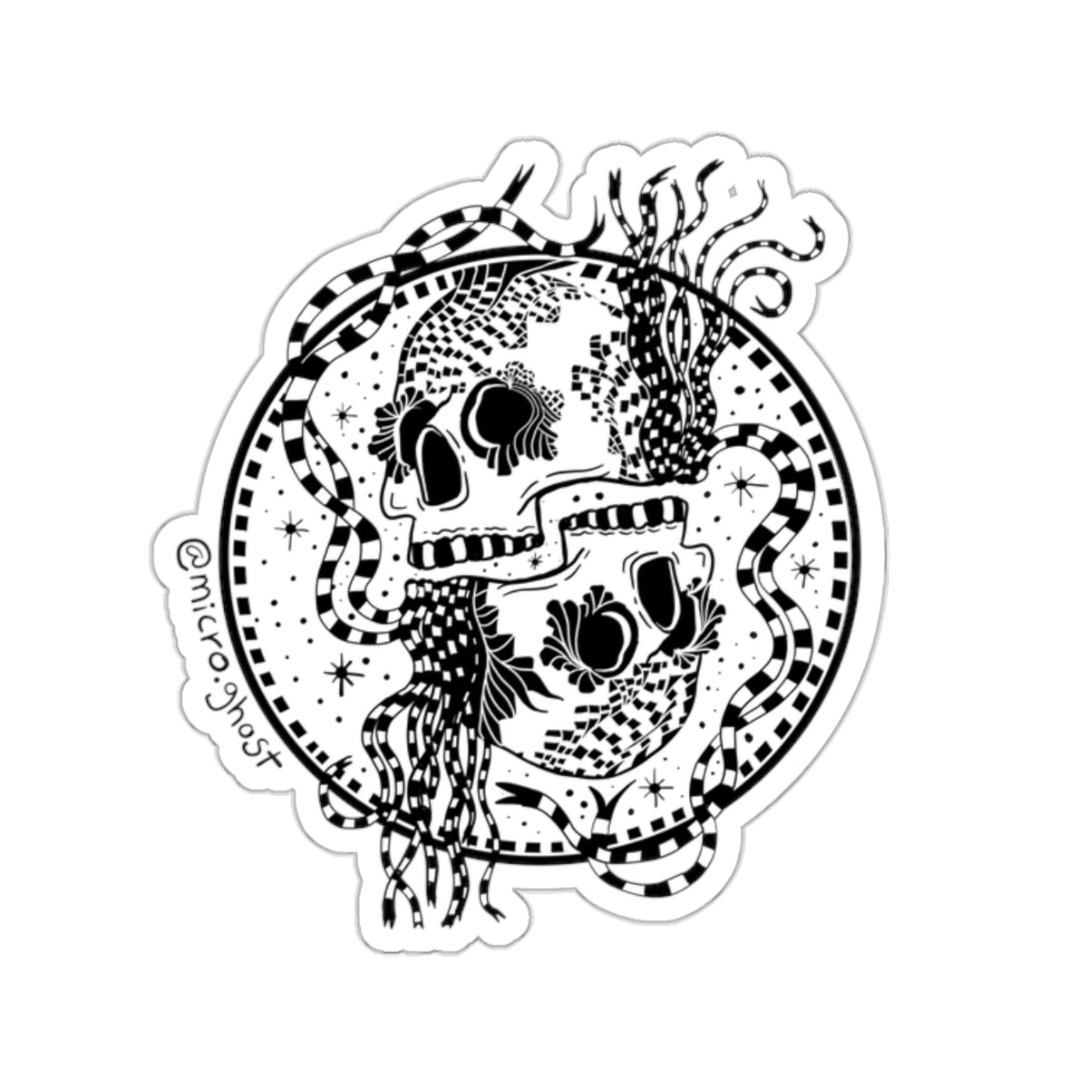 Gemini Skulls Sticker (B&W)