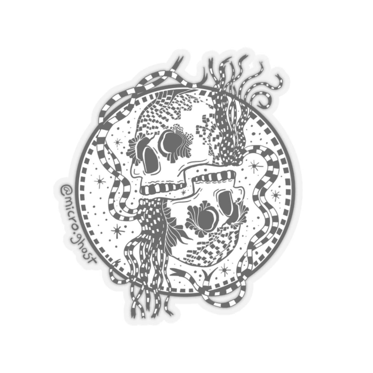 Gemini Skulls Sticker (B&W)