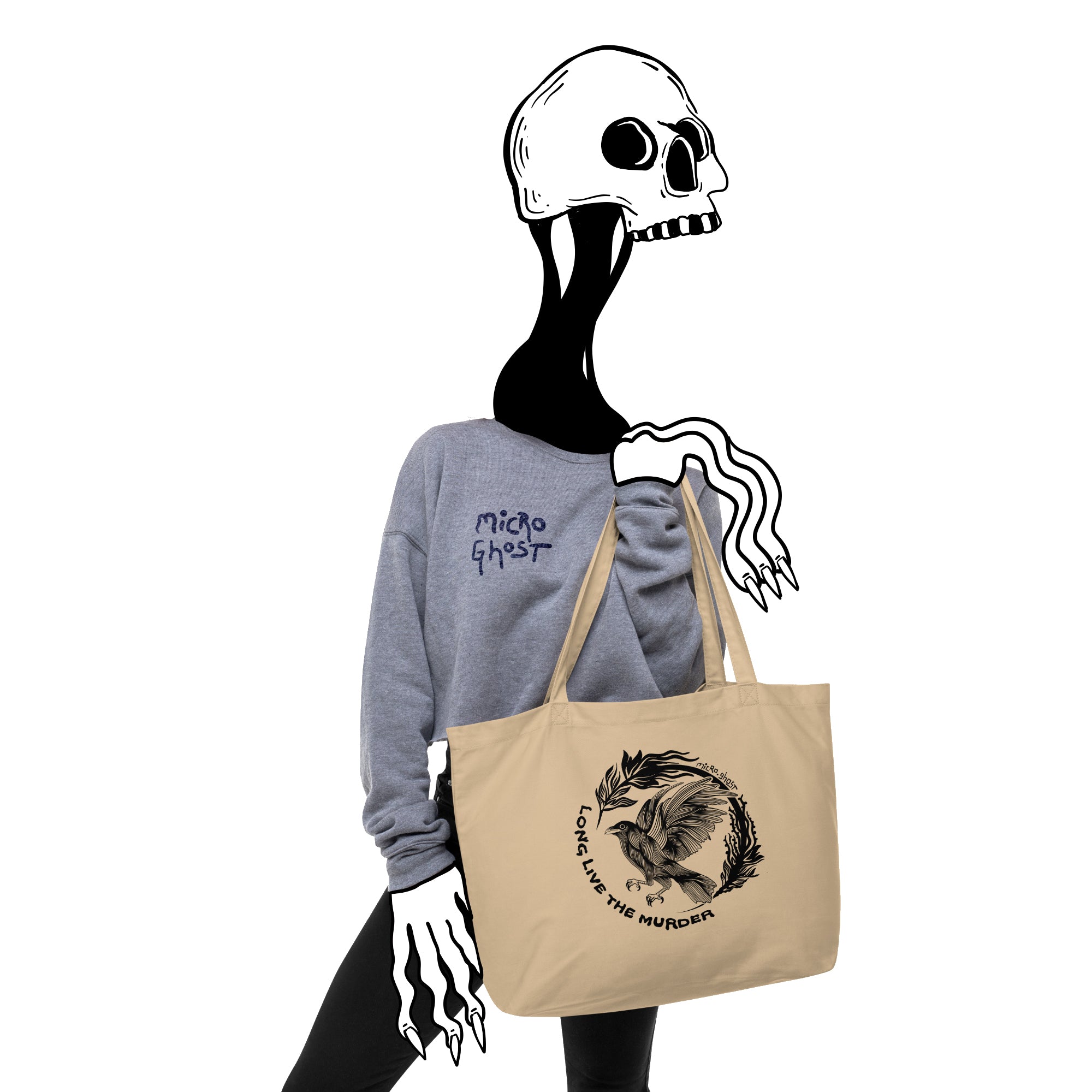 Large organic tote bag (LONG LIVE THE MURDER)